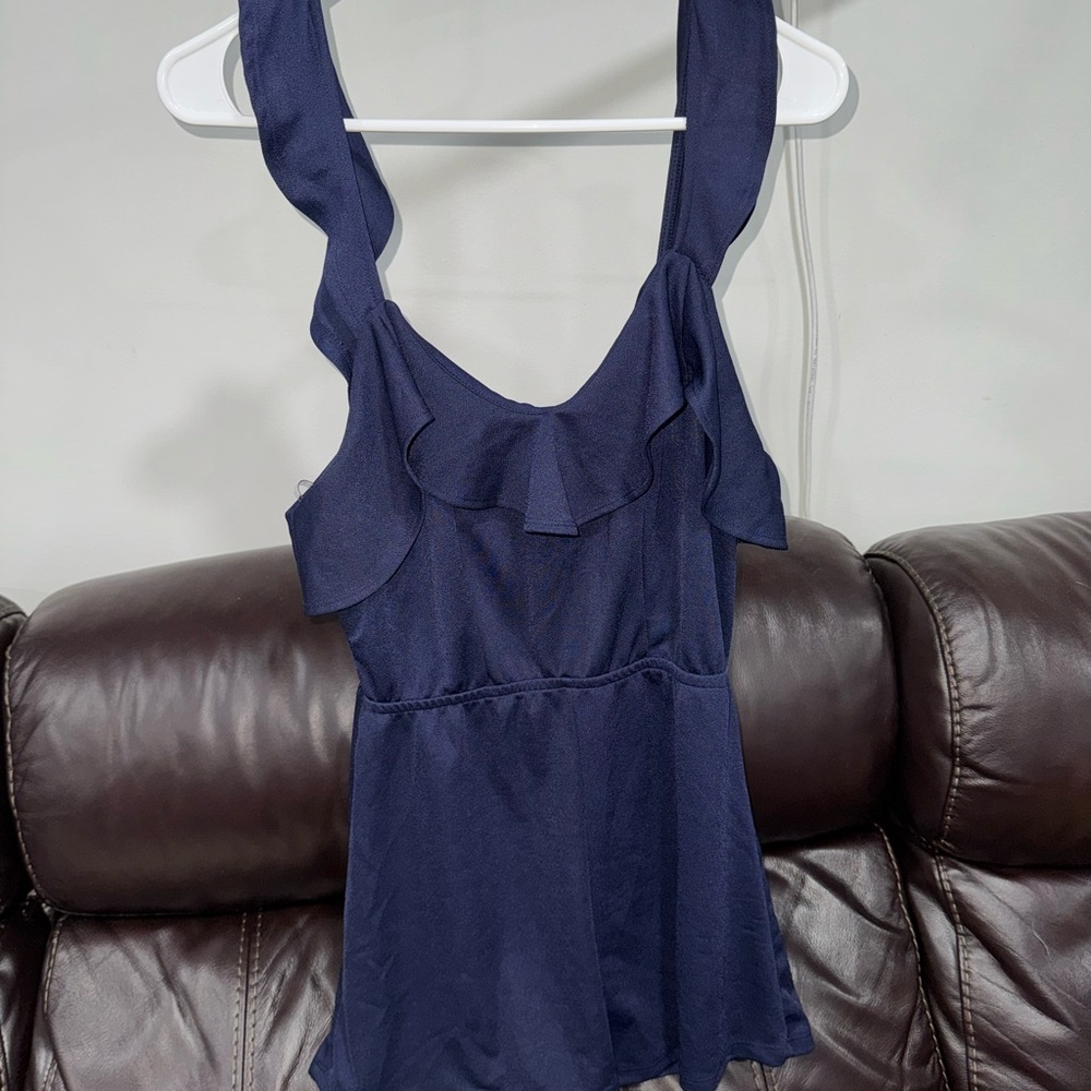Iris Navy Blue Ruffle Romper